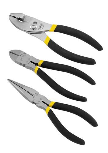 Stanley  84-114 3 Piece Basic 6-Inch Slip Joint  6-Inch Long Nose  and 6 -Inch Diagonal Plier Set