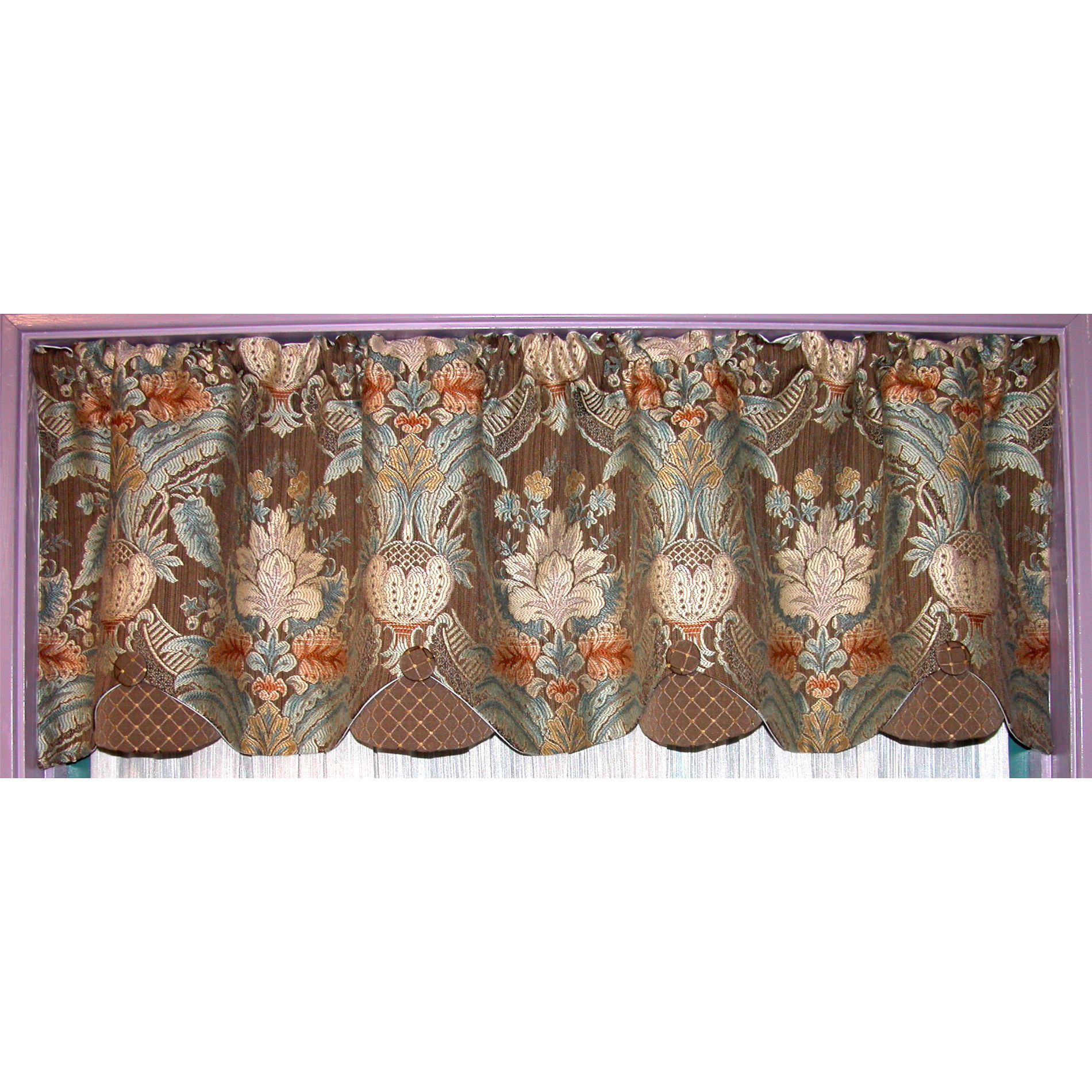 Classic Jacquard Covered Buttons Valance