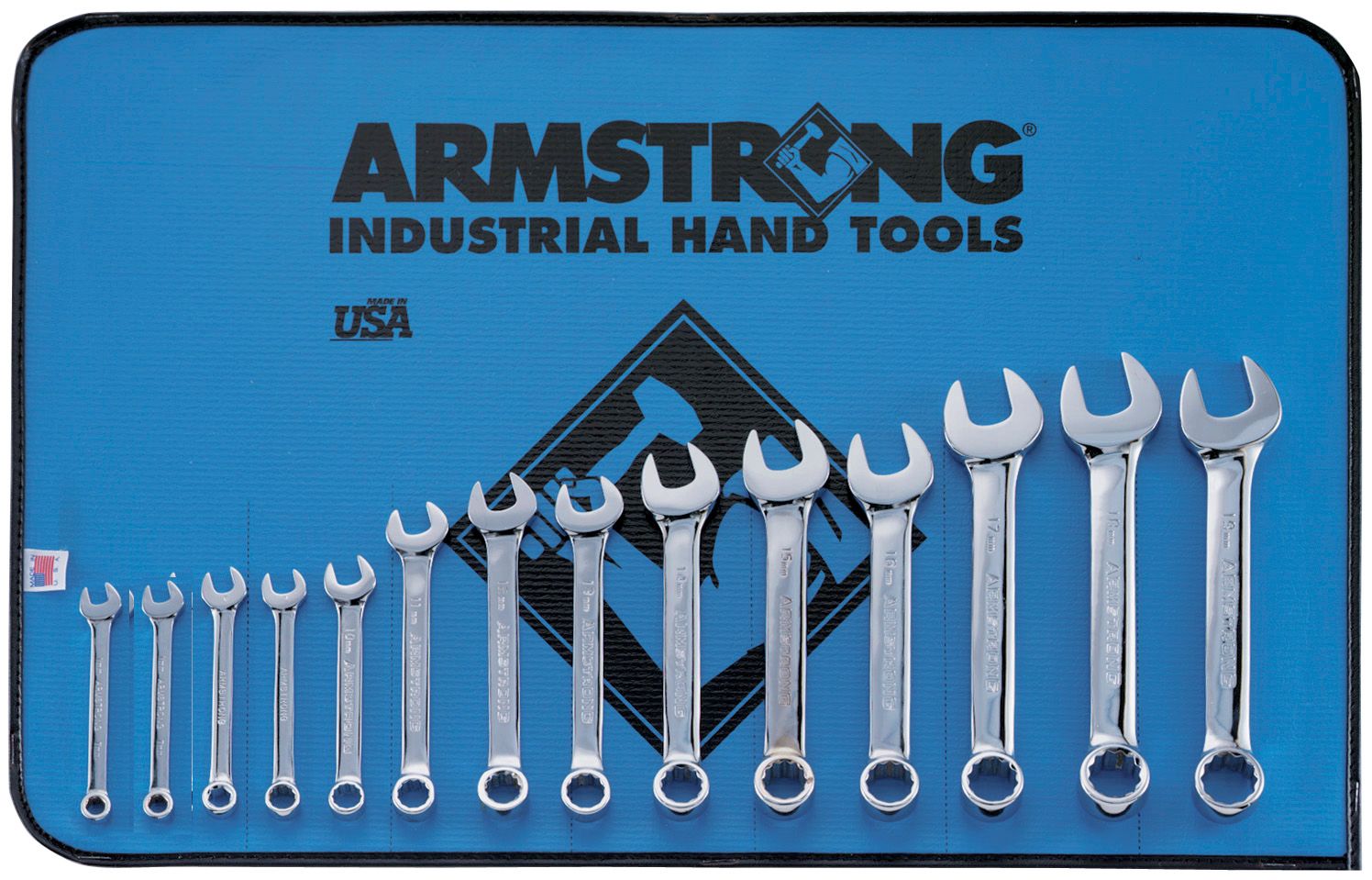 Armstrong 14 pc. 12 pt. Full Polish Short Combination Wrench Set in Vinyl Roll Pouch