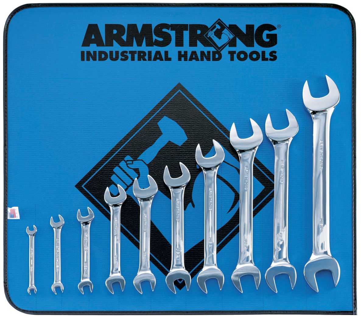 Armstrong 10 pc Full Polish Open End Wrench Set with Vinyl Roll Pouch