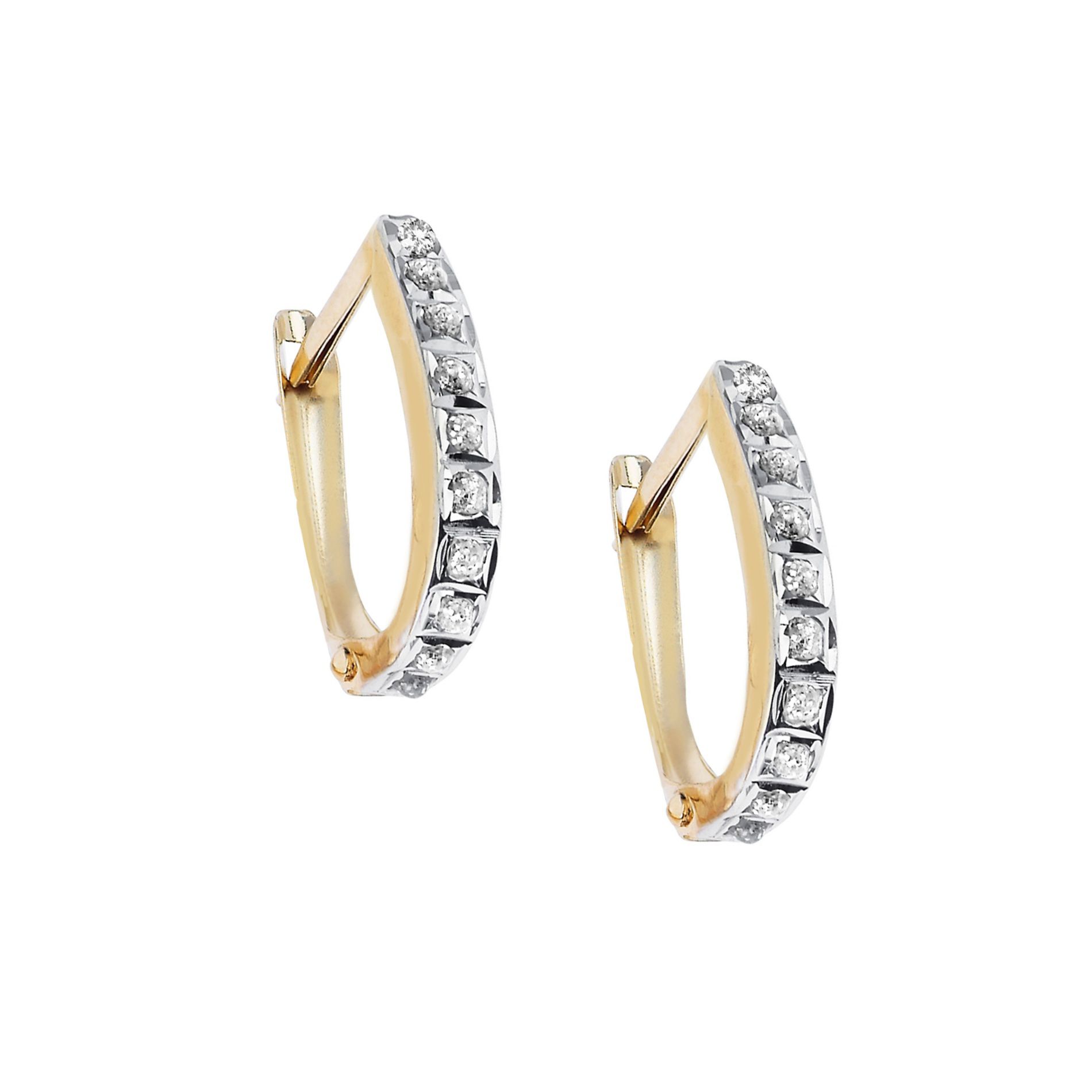 14k Gold Diamond Fascination U Hoop Earrings