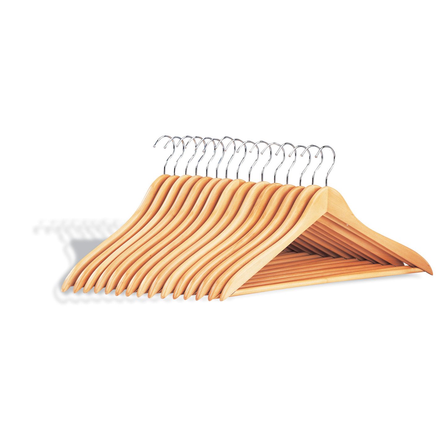 Organize It All 15-Pack Of Wood Hangers With Slack/Dress Bar