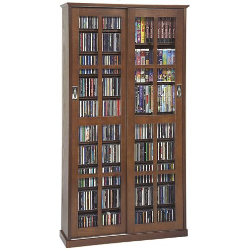 Leslie Dame Sliding Glass Door Mission Style Media With Walnut