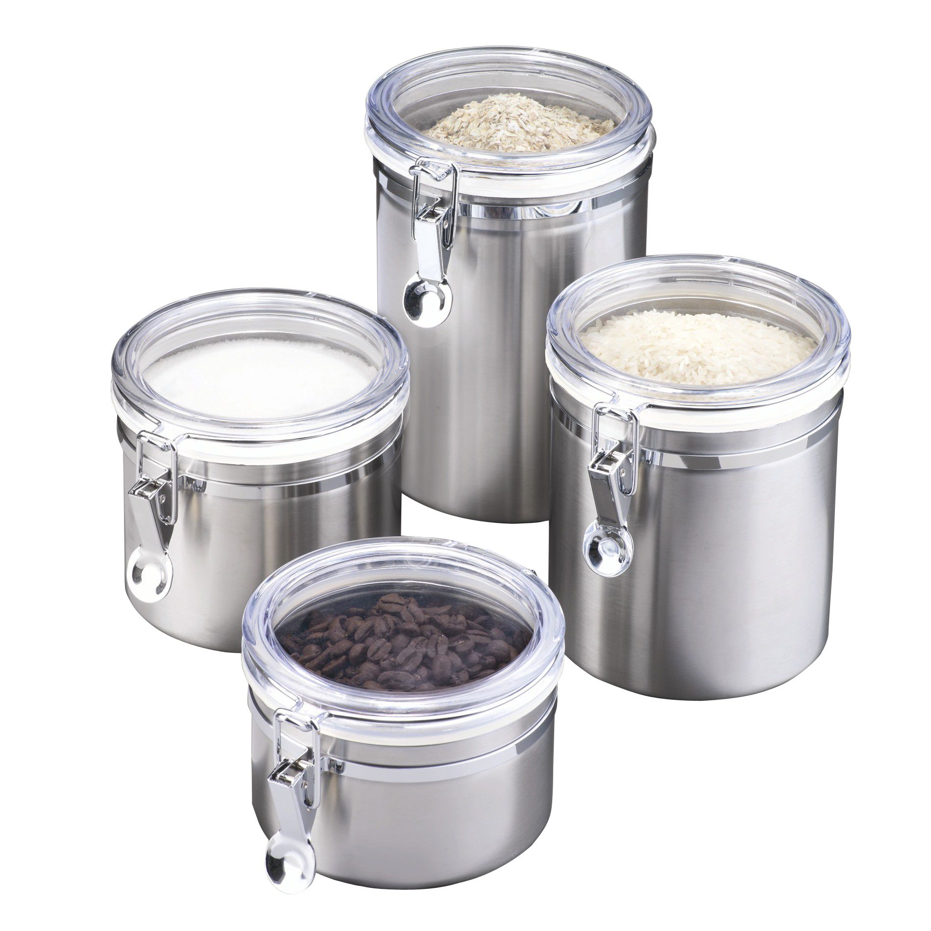 Essential Home 4 pc. Canister Set, Stainless Steel, Silver-24954KM Essential Home 4 pc. Canister Set, Stainless Steel, Silver-24954KM