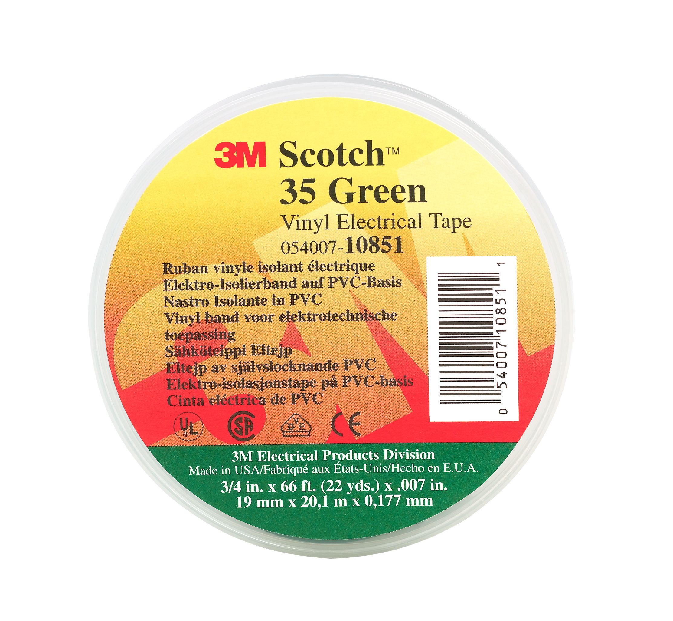 3M 3/4 in. x 66 ft. Colored electrical tape Green