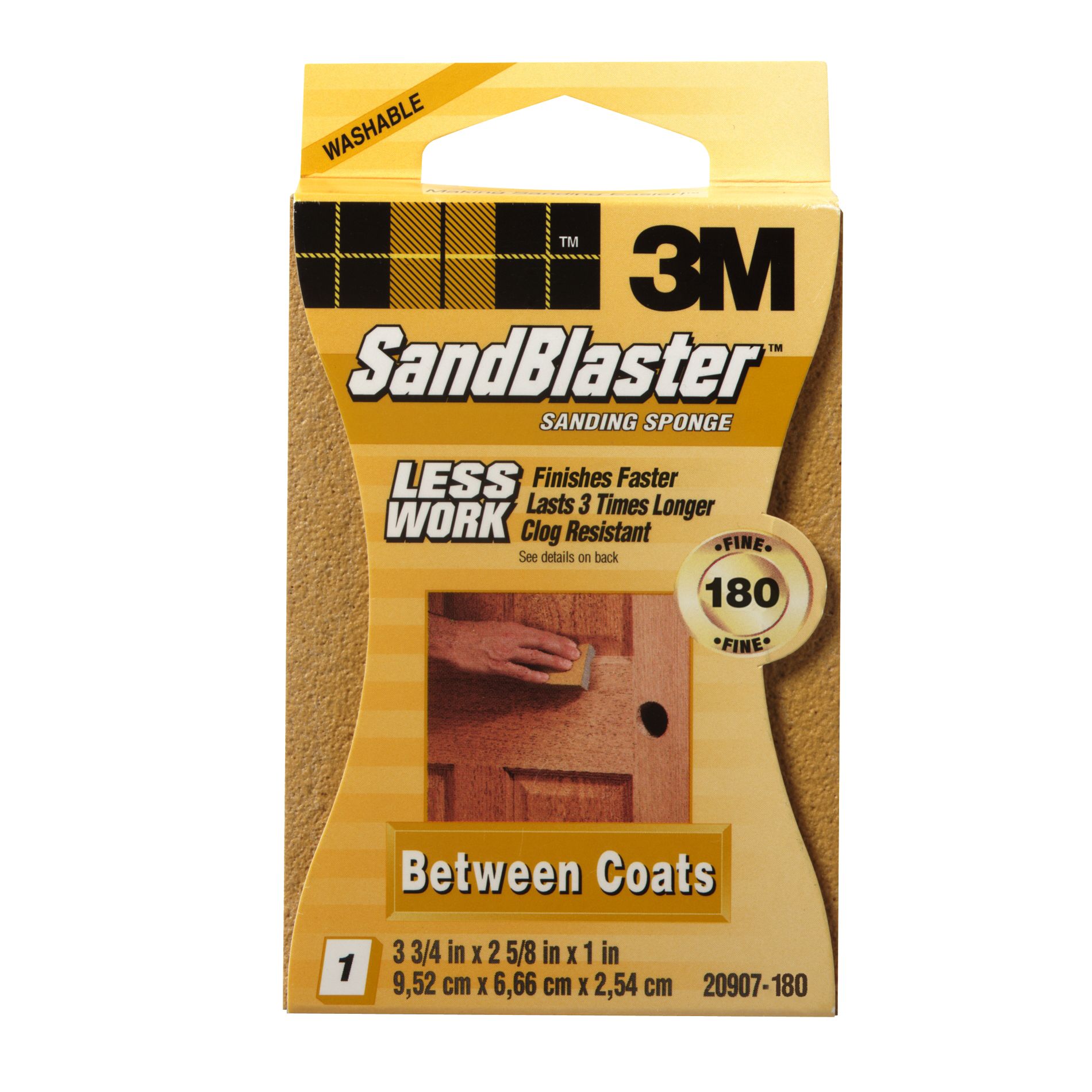 3M SANDING SPONGE 2.625 in.X3.75 in.X1 in. 180 GRIT