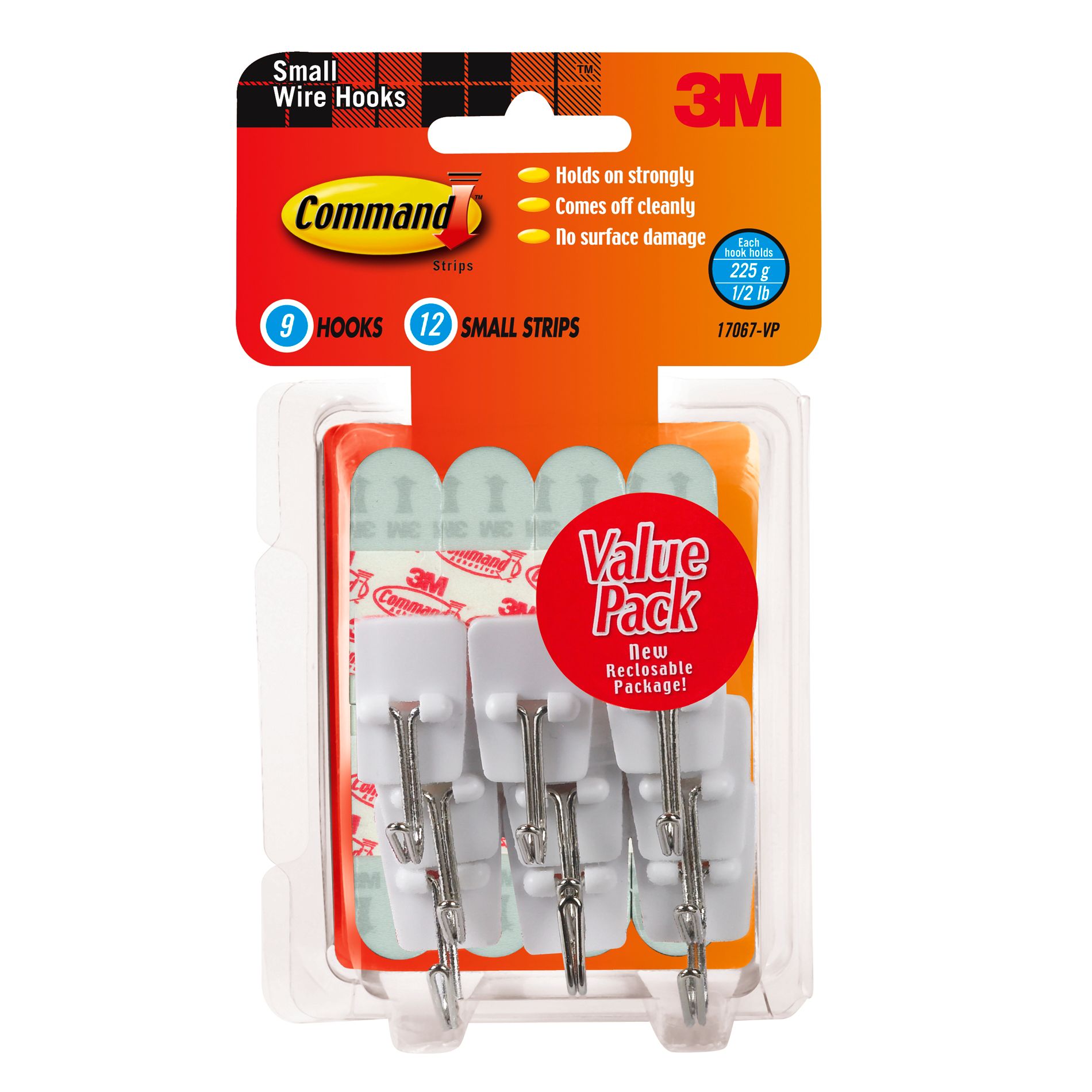 Command Small Wire Hooks Value Pack White Small 9 hooks, 12 strips