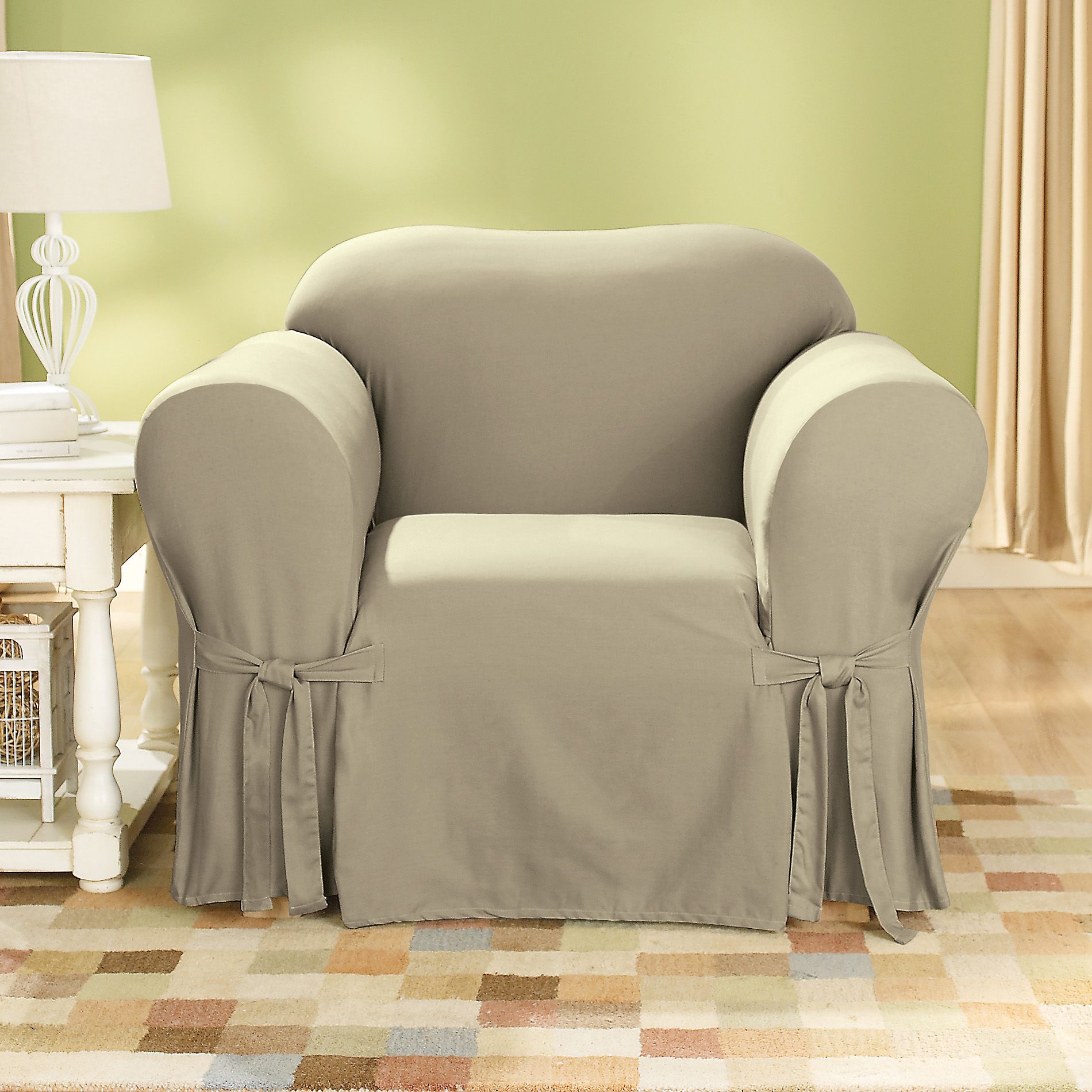Sure Fit Duck Solid Linen Chair Slipcover