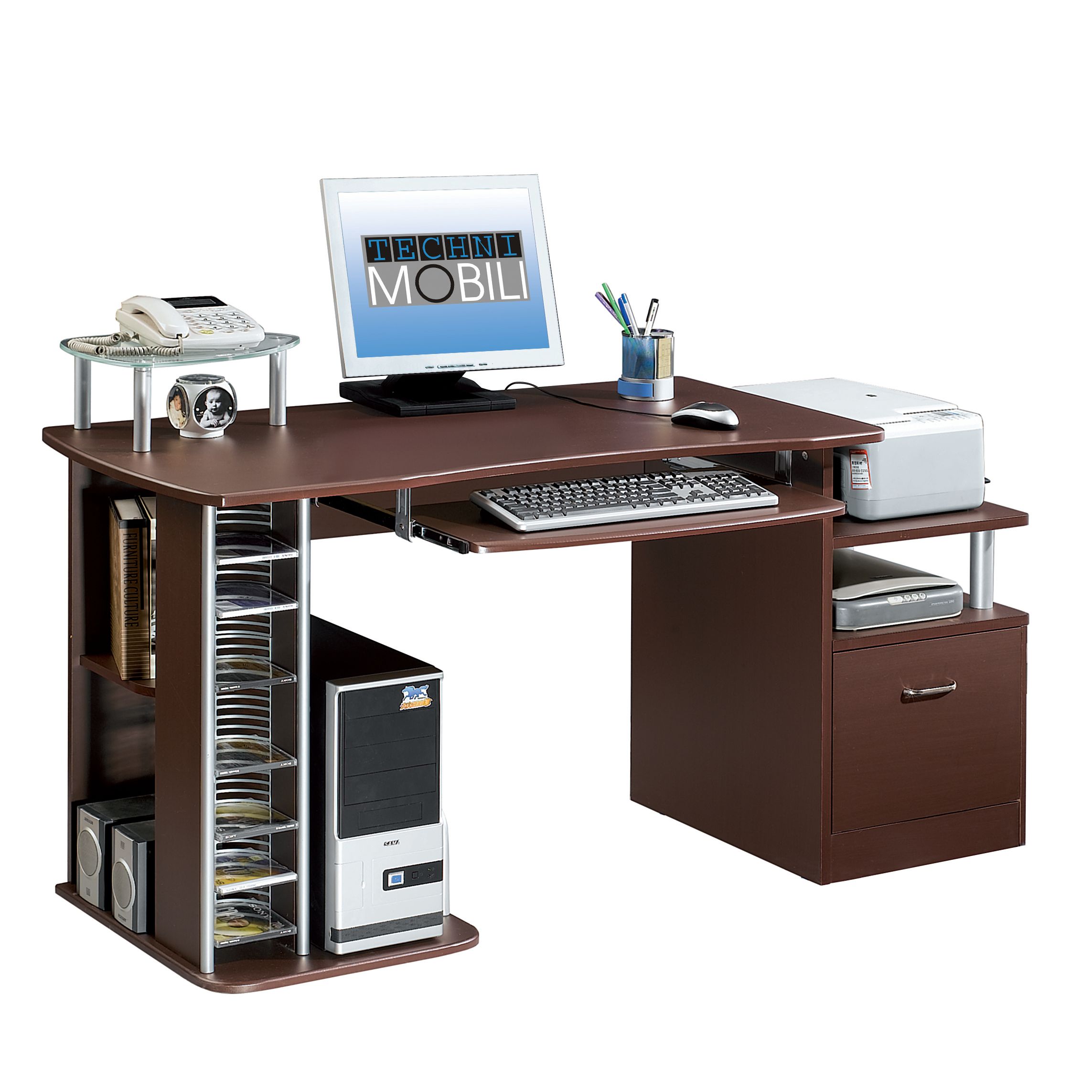 Techni Mobili Dual Pedestal 2 Drawer Computer Desk Espresso Sears