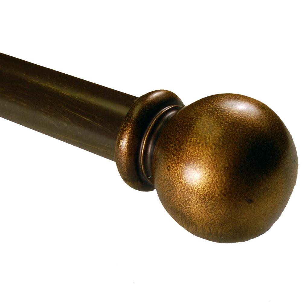 BCL 125BL28, Classic Ball Curtain Rod, Antique Gold Finish, 28 in. to 48 in.