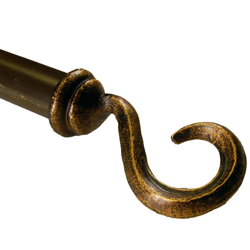 BCL 125HK48, Hook Curtain Rod, Antique Gold Finish, 48 in. to 86 in.