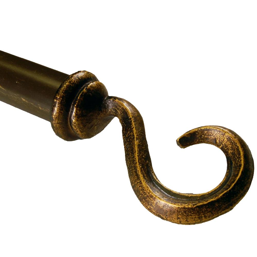 BCL 125HK86, Hook Curtain Rod, Antique Gold Finish, 86 in. to 120 in.