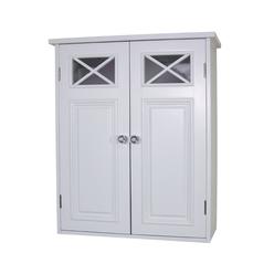 Elegant Home Teamson Home Dawson Removable Wooden Wall Cabinet with Cross Molding and 2 Doors, White