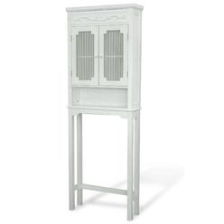 Elegant Home Teamson Home Elegant Home Fashions Lisbon Above Over the Toilet Tall Slim Bathroom Organizer Space Saver Freestanding Cabinet with 2 Curtaine