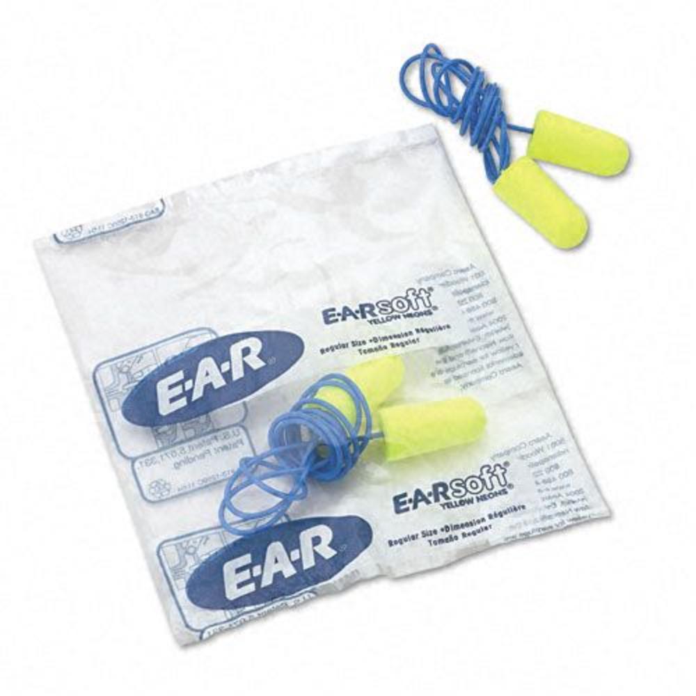 Aearo Peltor EARsoft Foam Ear Plugs, Corded, Regular, Yellow