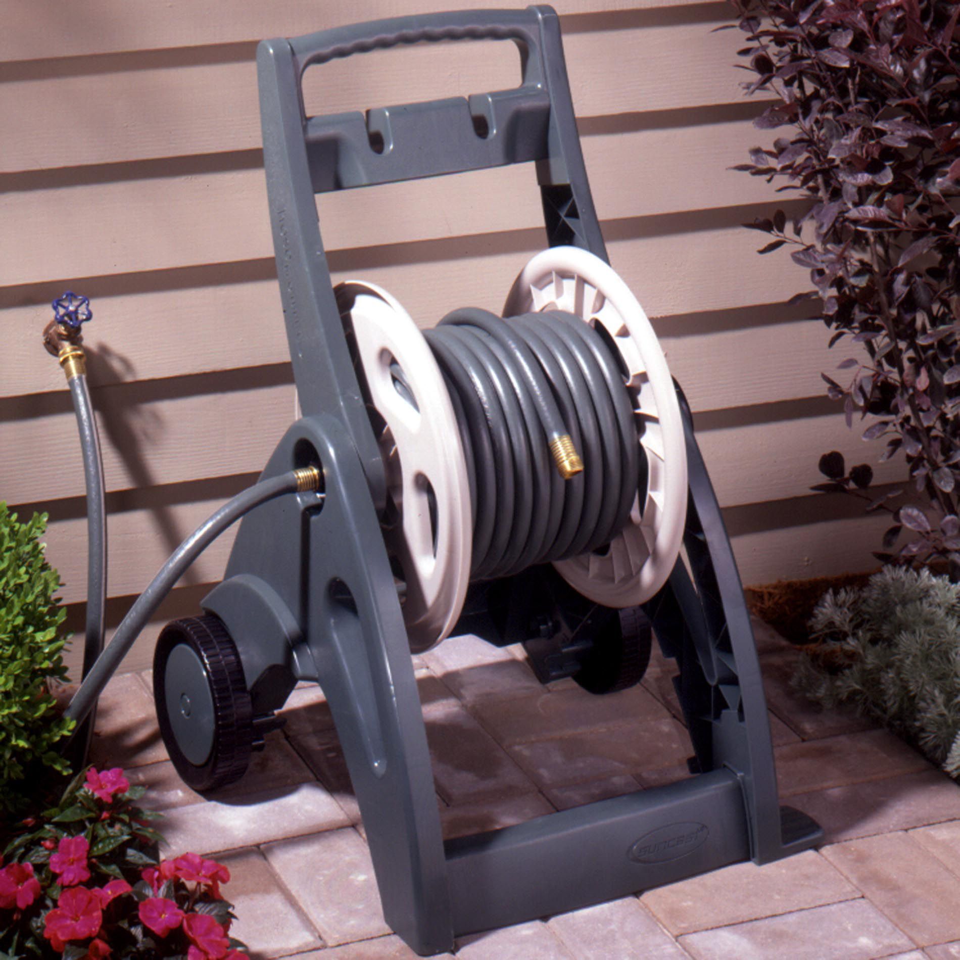 suncast hosemobile 175 ft beige retractable wheeled hose reel cart