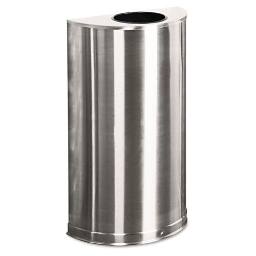 Rubbermaid RCPSO12SSS Open Top Half-Round 12gal Steel Receptacle, Silver
