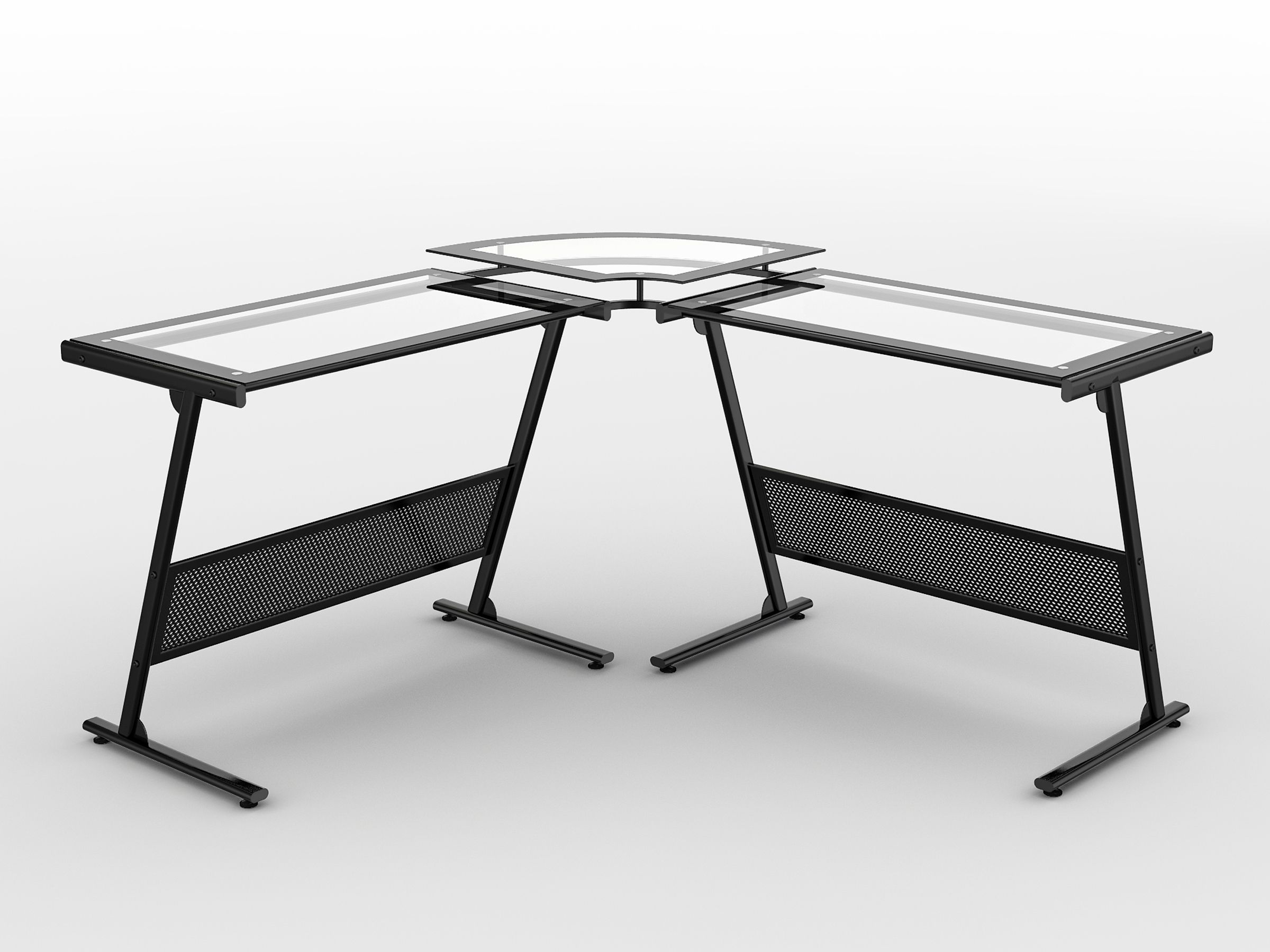 Z-line Designs Delano Glass Top Corner Computer Desk - Black