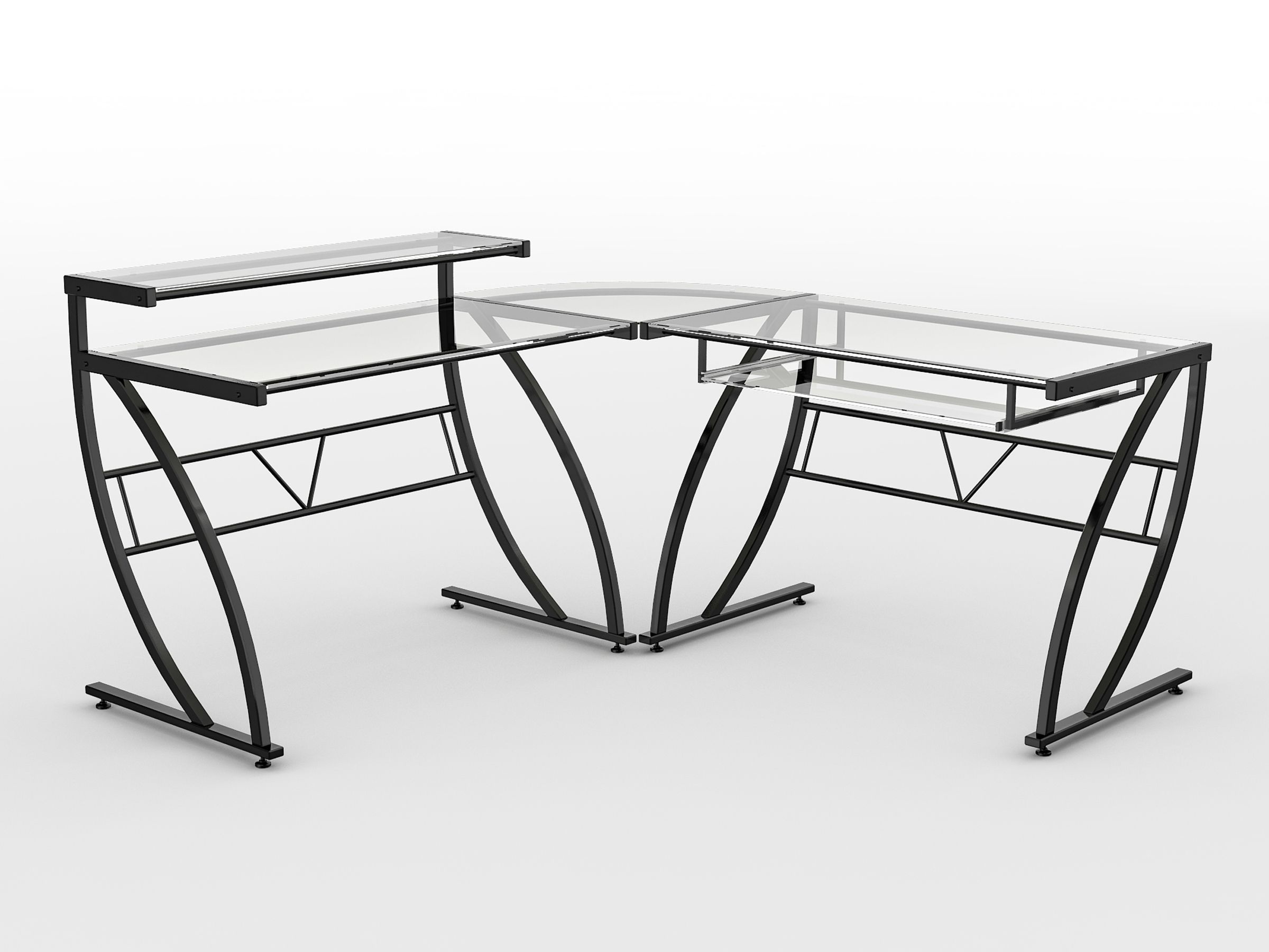Z Line Designs Belaire Glass Top Corner Computer Desk Black