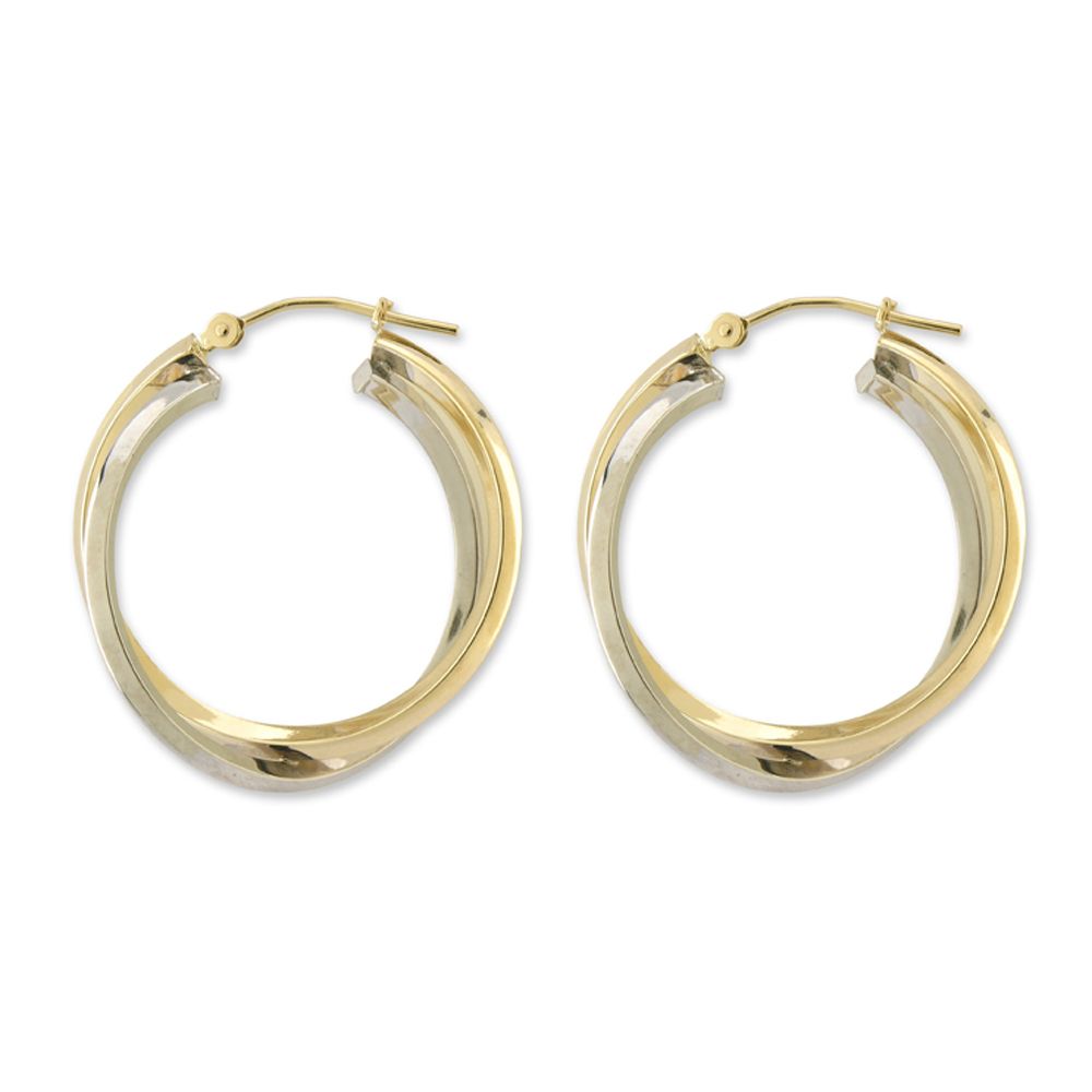 14k Two-tone Double Hoop Earrings, Black 14k Two-tone Double Hoop Earrings, Black