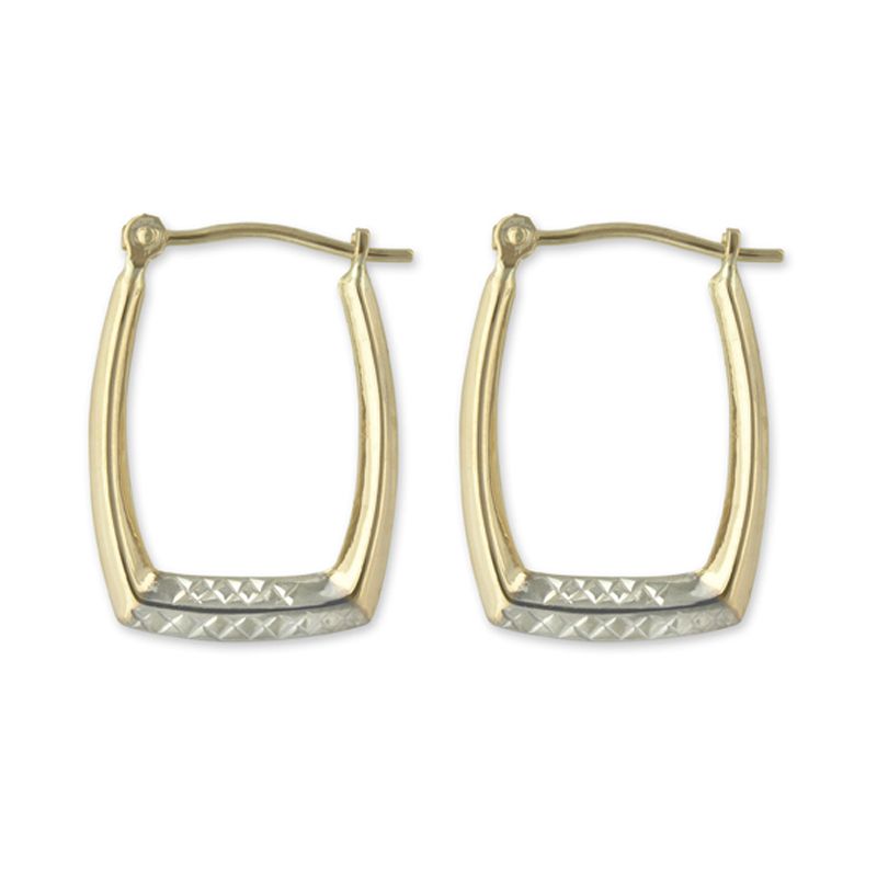 14k Two-Tone Octagon Square Hoop Earrings 14k Two-Tone Octagon Square Hoop Earrings