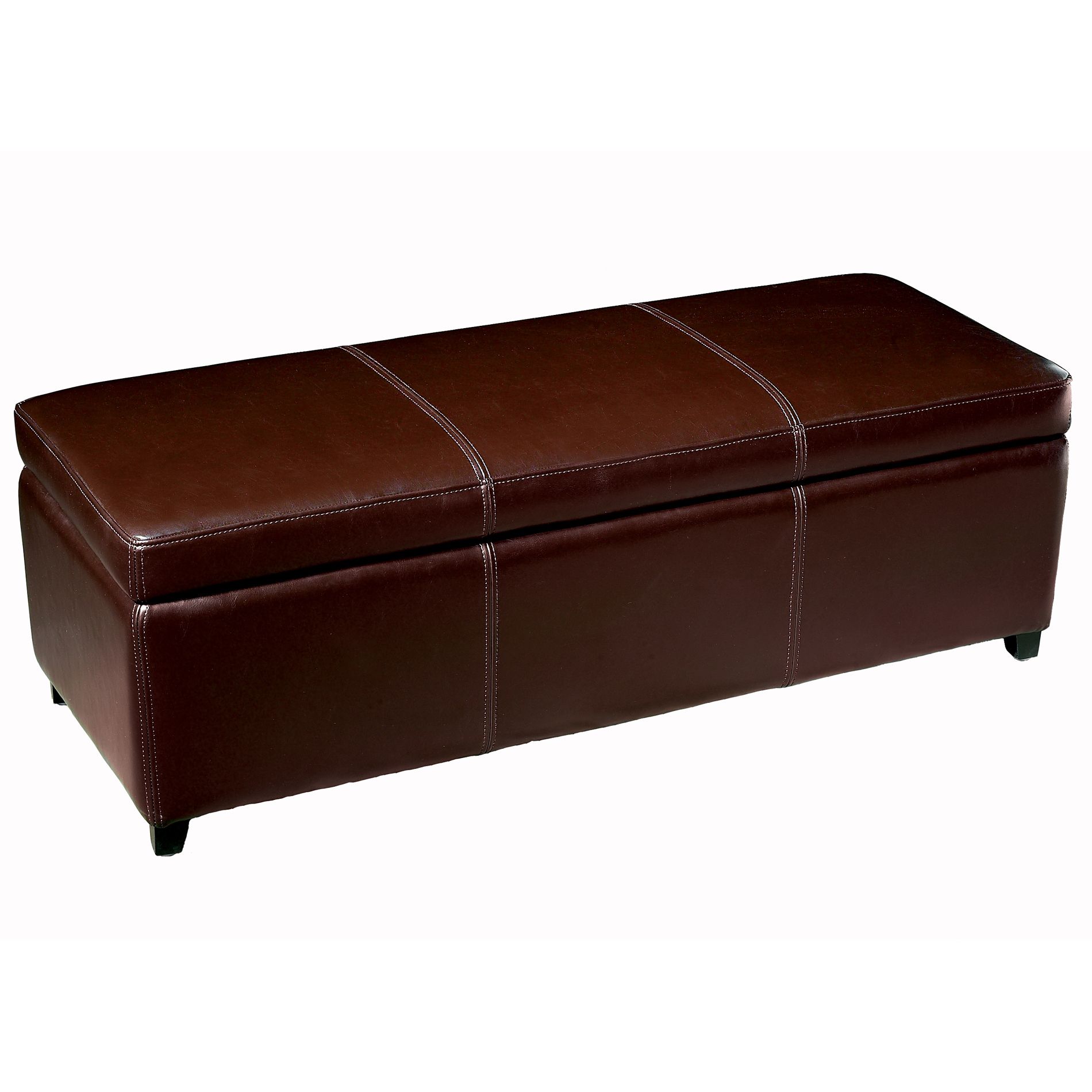 Baxton Studio Coral 16-1/2"H x 47-1/5"W x 17-7/10"D Leather Storage Bench - Dark Brown