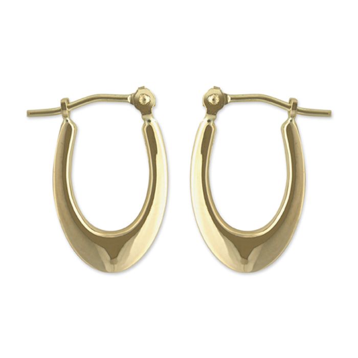 14k Yellow Gold Small Oval Hoop Earrings Polish 14k Yellow Gold Small Oval Hoop Earrings Polish