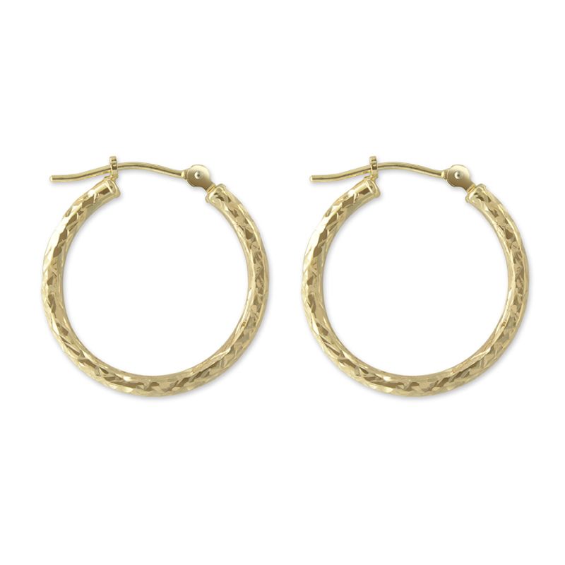 14k Yellow Gold Diamond Cut Hoop Earrings 14k Yellow Gold Diamond Cut Hoop Earrings