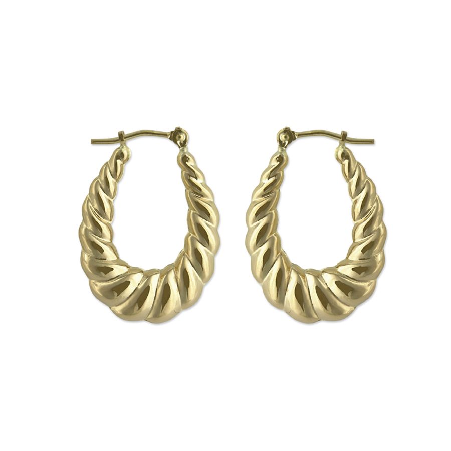 14k Yellow Gold Medium Fluted Hoop Earrings 14k Yellow Gold Medium Fluted Hoop Earrings