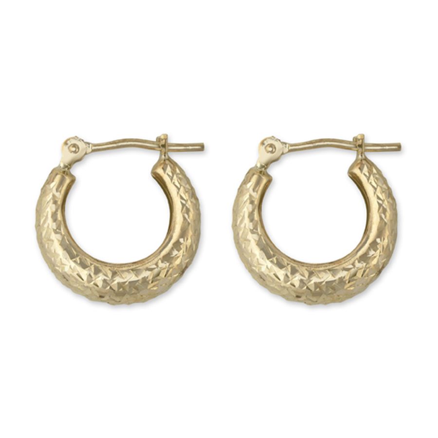 14k Yellow Gold Diamond Cut Hoop Earrings, Size: Small 14k Yellow Gold Diamond Cut Hoop Earrings, Size: Small