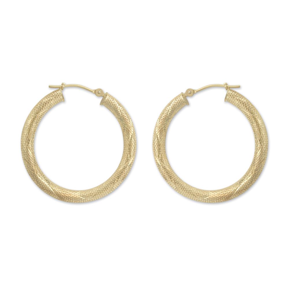 14k Yellow Gold Diamond Cut Hoop Earrings 14k Yellow Gold Diamond Cut Hoop Earrings