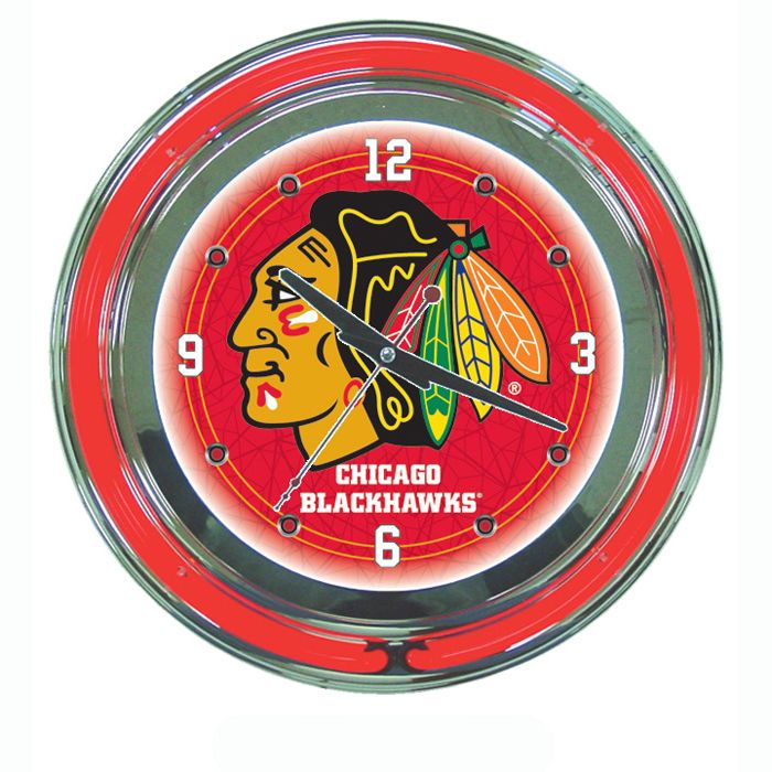 Trademark NHL Chicago Blackhawks Neon Clock - 14 inch Diameter