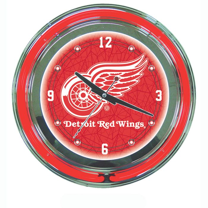 Trademark NHL Detroit Redwings Neon Clock - 14 inch Diameter