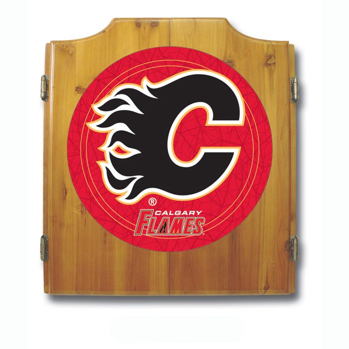Trademark NHL Calgary Flames Dart Cabinet including Darts and Board