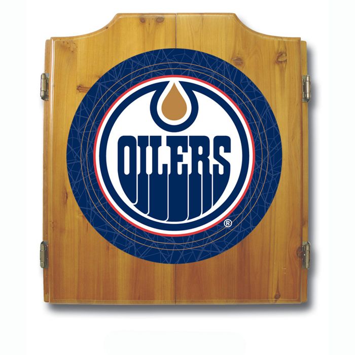 Trademark NHL Edmonton Oilers Dart Cabinet including Darts and Board