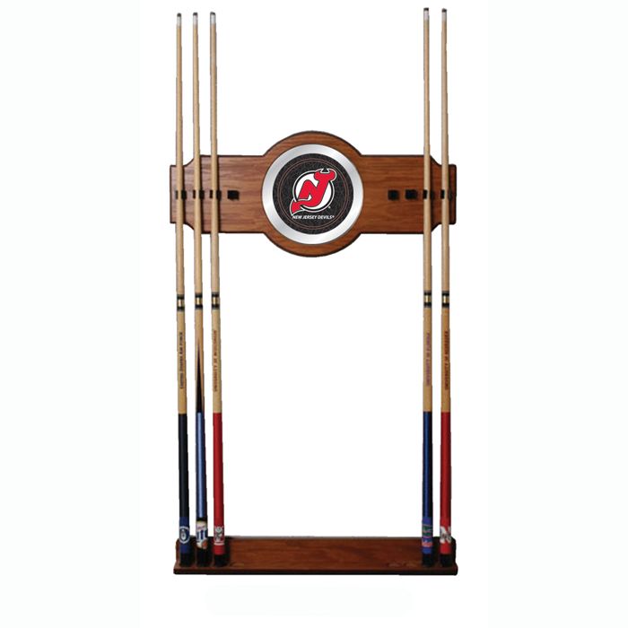 Trademark NHL New Jersey Devils 2 piece Wood and Mirror Wall Cue Rack