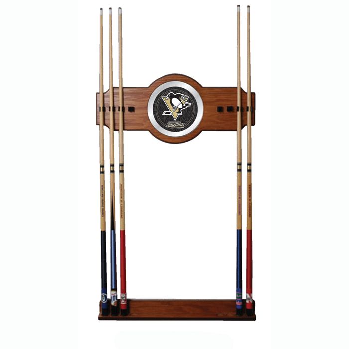 Trademark NHL Pittsburgh Penguins 2 piece Wood and Mirror Wall Cue Rack