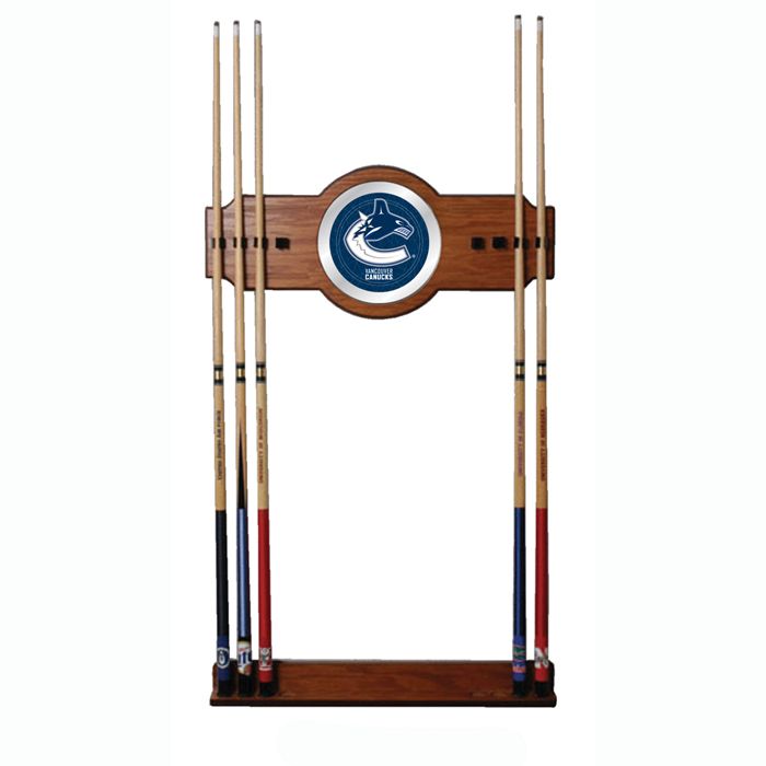 Trademark NHL Vancouver Canucks 2 piece Wood and Mirror Wall Cue Rack
