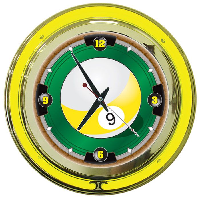 Trademark 9 Ball Logo Logo Neon Clock - 14 inch Diameter