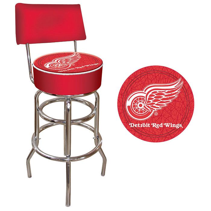 Trademark NHL Detroit Redwings Padded Bar Stool with Back