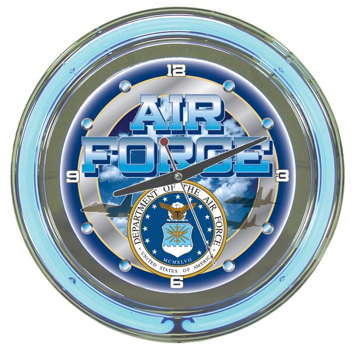 Trademark US Air Force Logo Neon Clock - 14 inch Diameter