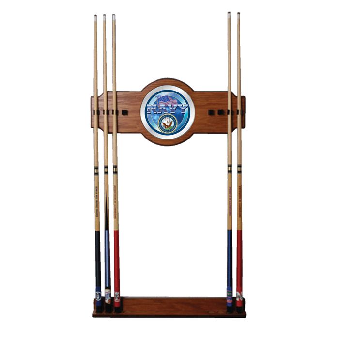 Trademark US Navy 2 piece Wood and Mirror Wall Cue Rack