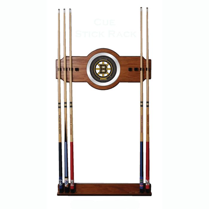 Trademark NHL Boston Bruins 2 piece Wood and Mirror Wall Cue Rack