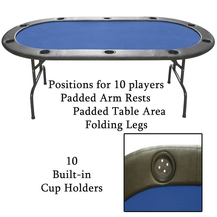 Trademark Full Size Texas Holdem Blue Felt Poker Table