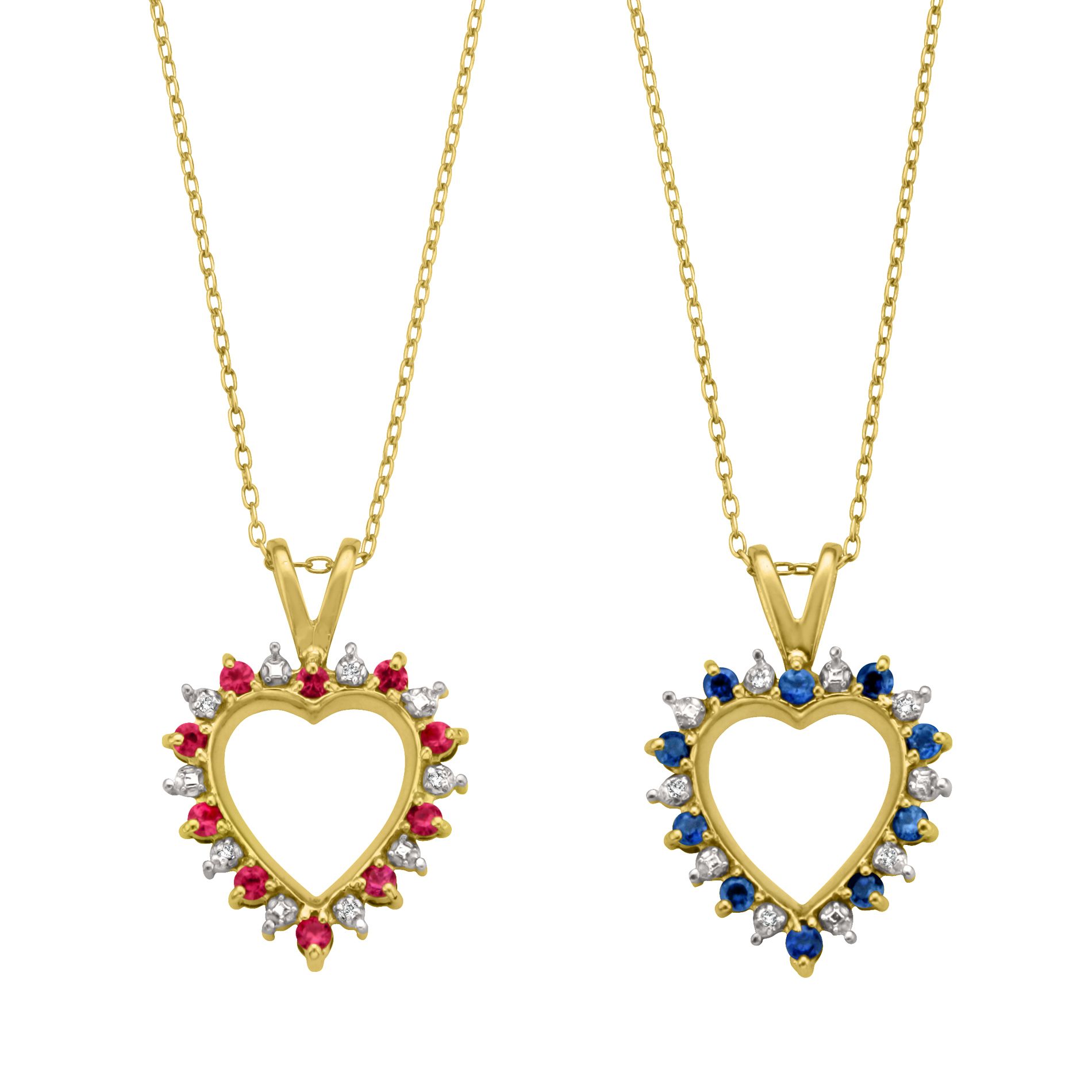 Diamond&#45;Accented Ruby and Sapphire Reversible Heart Pendant