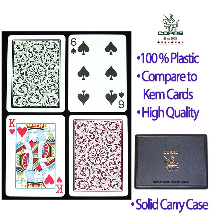 Copag Cards Poker Size REGULAR Index - Green*Burgundy Setup-2 Decks