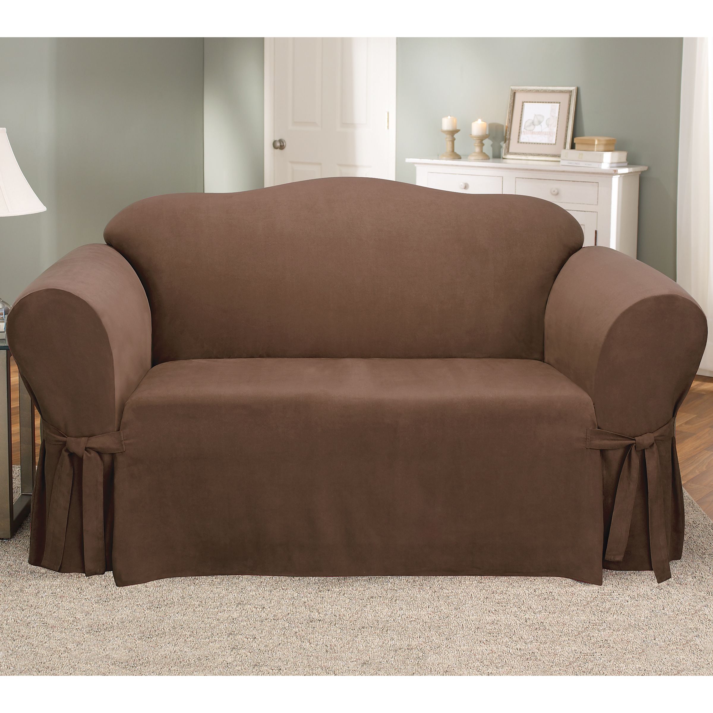 Sure Fit Loveseat Slipcover - Faux Suede Chocolate