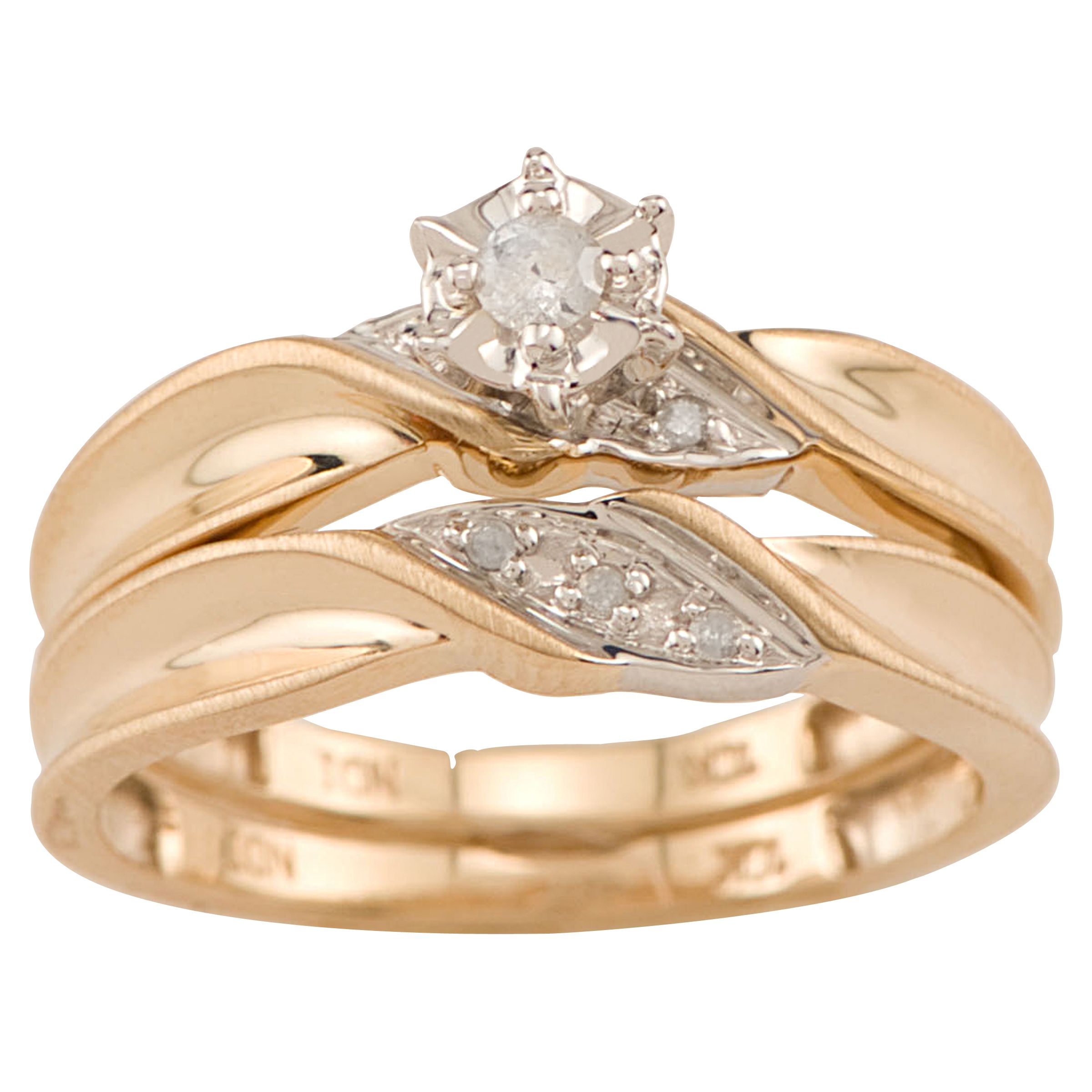 10k Yellow Gold Trio Bridal Set with Diamond Accents
