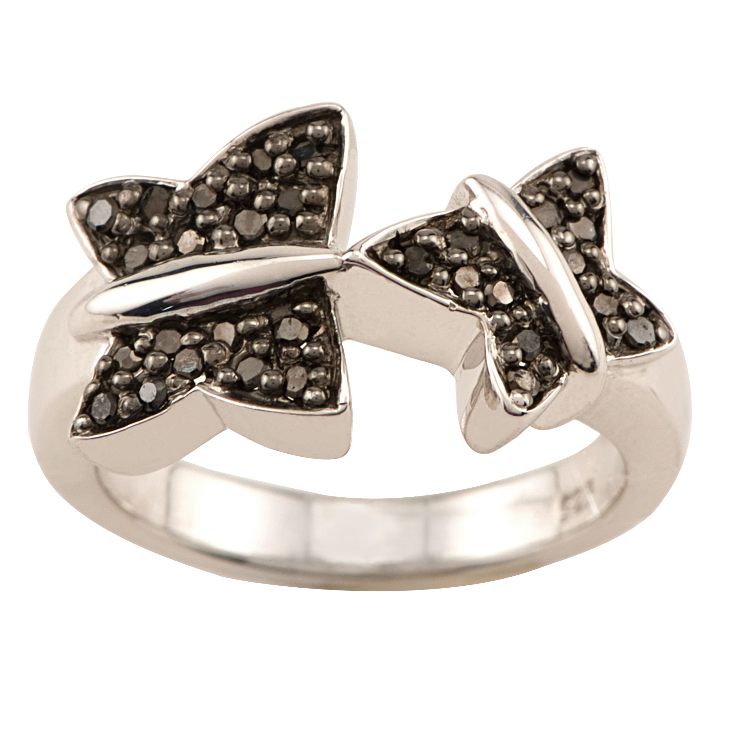 1/3 ct. t.w.* Black Diamond Butterfly Ring. Sterling Silver