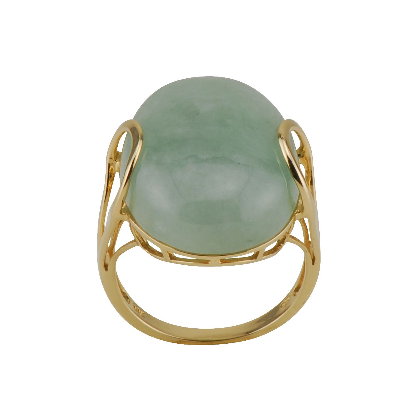 Jade Ring. 10K Yellow Gold